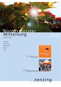 Nenzing Magazin - Bürgermeistermitteilung Oktober 2008