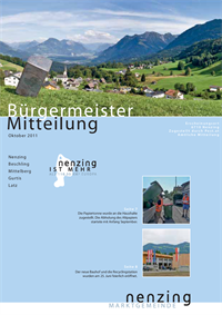 Nenzing Magazin - Bürgermeistermitteilung Oktober 2011